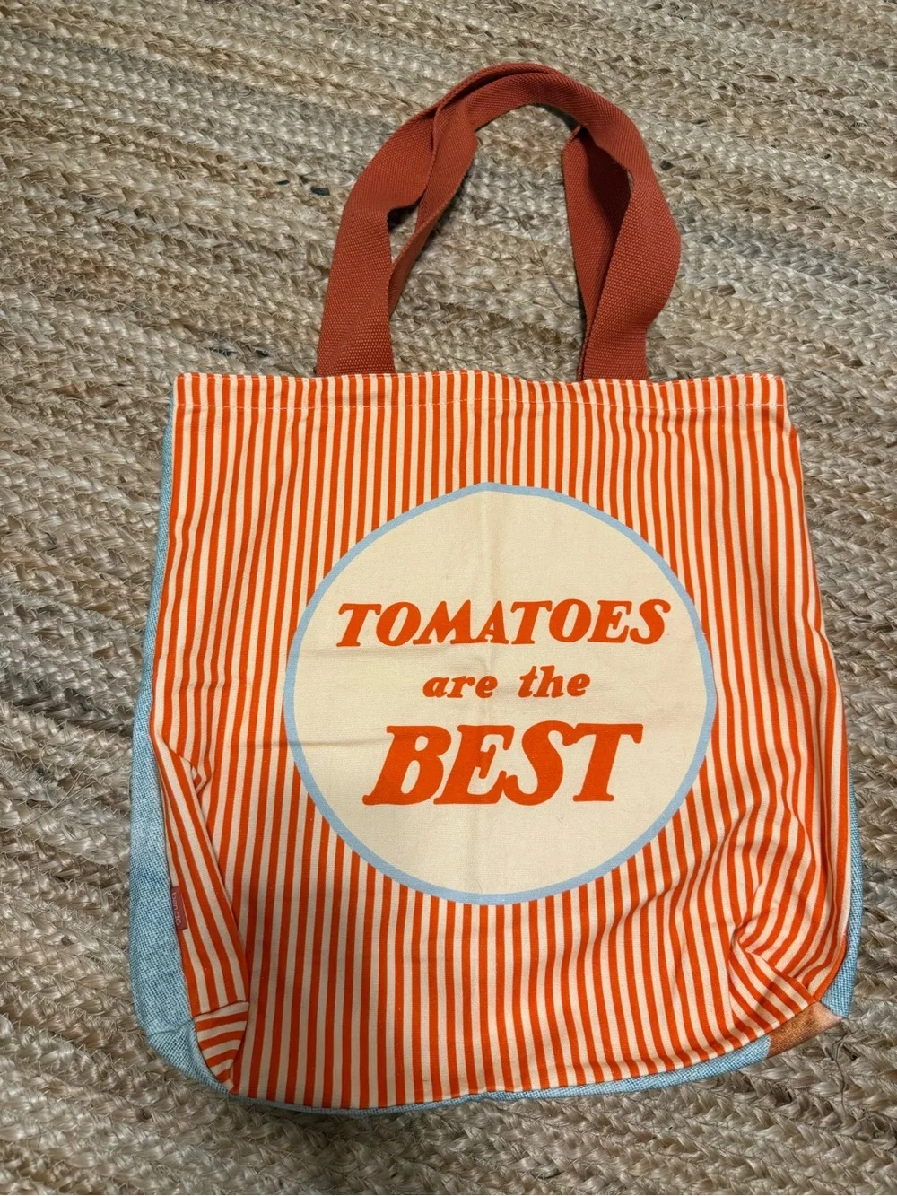 NWOT Tomatoes Are The Best Orange Stripe Tote